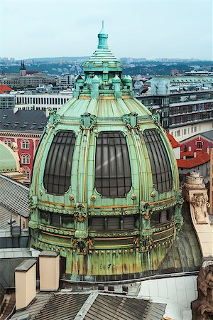 simsearch:400-07210970,k - Dome of Municipal House of Prague from the Powder Tower. Prague, Czech Republic Stock Photo - Budget Royalty-Free & Subscription, Code: 400-07420492