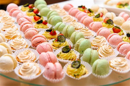 Tray with delicious cakes and macaroons Stock Photo - Budget Royalty-Free & Subscription, Code: 400-07420765