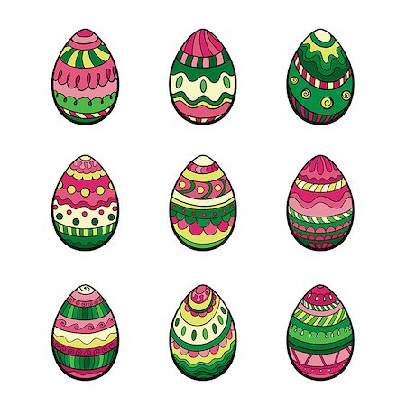 simsearch:400-07306161,k - Set of nine vector colorful easter eggs isolated on white background Foto de stock - Super Valor sin royalties y Suscripción, Código: 400-07420770