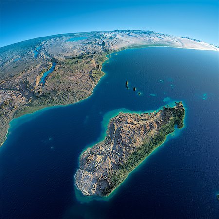 simsearch:400-07420874,k - Highly detailed planet Earth in the morning. Exaggerated precise relief lit morning sun. Detailed Earth. Africa and Madagascar. Elements of this image furnished by NASA Stock Photo - Budget Royalty-Free & Subscription, Code: 400-07420871