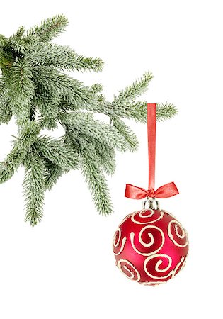 simsearch:400-05177572,k - Christmas ball on the tree isolated on white background Stock Photo - Budget Royalty-Free & Subscription, Code: 400-07420934