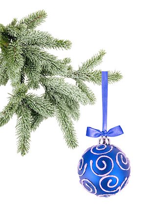 simsearch:400-05177572,k - Christmas ball on the tree isolated on white background Stock Photo - Budget Royalty-Free & Subscription, Code: 400-07420937