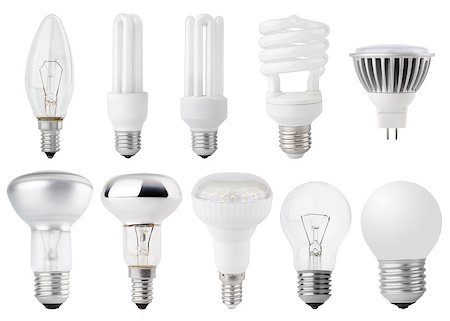 simsearch:400-03944864,k - Set of Light bulbs isolated on white Photographie de stock - Aubaine LD & Abonnement, Code: 400-07421120