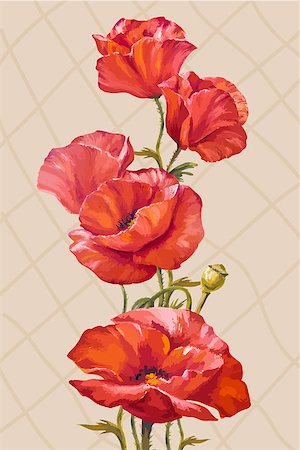 Oil painting. Card with poppies flowers Foto de stock - Super Valor sin royalties y Suscripción, Código: 400-07421242