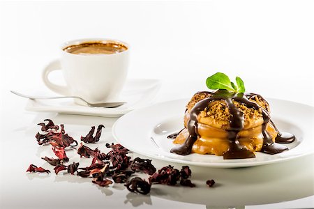 simsearch:400-04262580,k - honey cake marlenka with cup of coffee on white background Stock Photo - Budget Royalty-Free & Subscription, Code: 400-07421315