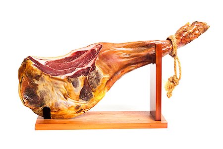 Jamon serrano. A Spanish ham isolated over white Stock Photo - Budget Royalty-Free & Subscription, Code: 400-07421428