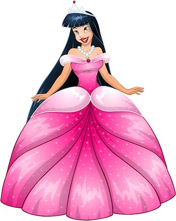 fairytale costumes for girls - Vector illustration of a beautiful asian princess in pink dress. Stock Photo - Budget Royalty-Free & Subscription, Code: 400-07421462