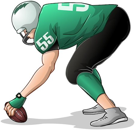 simsearch:400-08047261,k - Vector illustration of a football player in green uniforms kneels and holds football. Photographie de stock - Aubaine LD & Abonnement, Code: 400-07421489