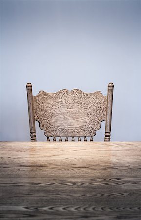 empty apartment - Wooden Dining room table and chair details and blank wall for your text, image or logo. Stock Photo - Budget Royalty-Free & Subscription, Code: 400-07421748