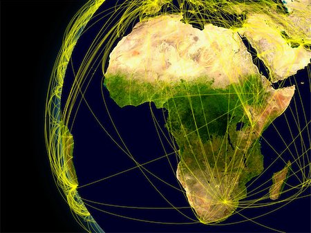 Africa viewed from space with connections representing main air traffic routes. Elements of this image furnished by NASA. Stock Photo - Budget Royalty-Free & Subscription, Code: 400-07421836