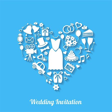 simsearch:400-07633517,k - Blue vector invitation card with wedding design elements Foto de stock - Royalty-Free Super Valor e Assinatura, Número: 400-07422207