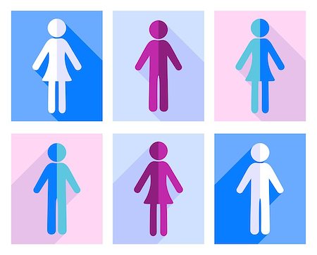 simsearch:400-05131090,k - Man and woman flat design icons colorful collection Stock Photo - Budget Royalty-Free & Subscription, Code: 400-07422208