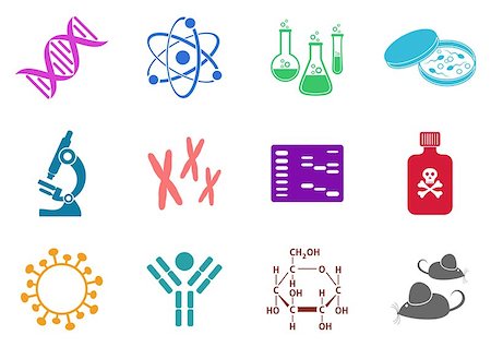 simsearch:400-08409196,k - Set of twelve colorful molecular biology science icons Stock Photo - Budget Royalty-Free & Subscription, Code: 400-07422213