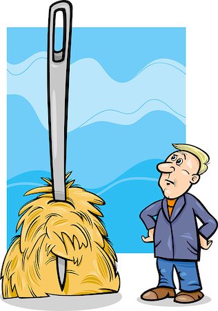 Cartoon Humor Concept Illustration of Needle in a Haystack Saying or Proverb Foto de stock - Royalty-Free Super Valor e Assinatura, Número: 400-07422249