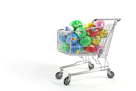 simsearch:400-07422530,k - Shopping cart and Easter eggs Fotografie stock - Microstock e Abbonamento, Codice: 400-07422565