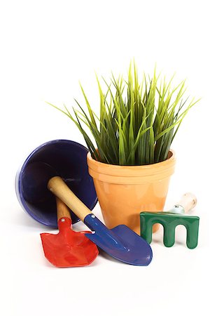 simsearch:400-08961753,k - gardening tools and grass on white background Fotografie stock - Microstock e Abbonamento, Codice: 400-07422777
