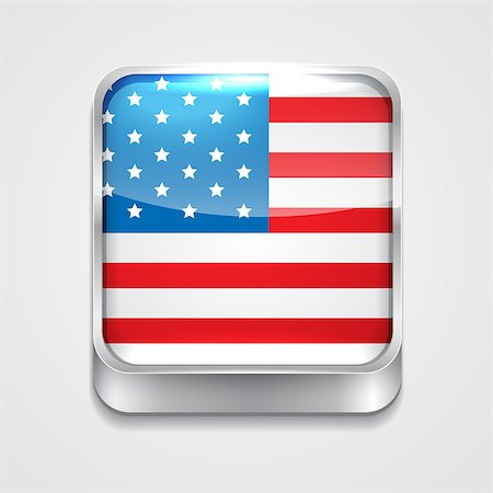 vector 3d style flag icon of united state of america Stock Photo - Budget Royalty-Free & Subscription, Code: 400-07423123