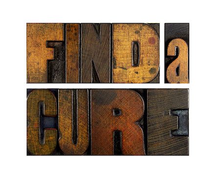 simsearch:400-07754312,k - The words FIND A CURE written in vintage letterpress type Photographie de stock - Aubaine LD & Abonnement, Code: 400-07423415