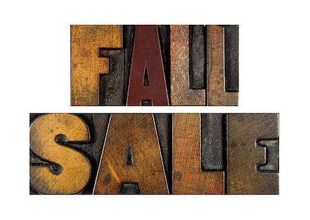simsearch:400-08290801,k - The words FALL SALE written in vintage letterpress type Stock Photo - Budget Royalty-Free & Subscription, Code: 400-07423412