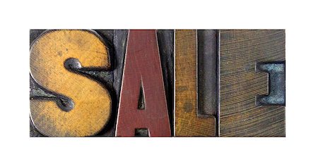 simsearch:400-08290801,k - The word SALE written in vintage letterpress type Stock Photo - Budget Royalty-Free & Subscription, Code: 400-07423446