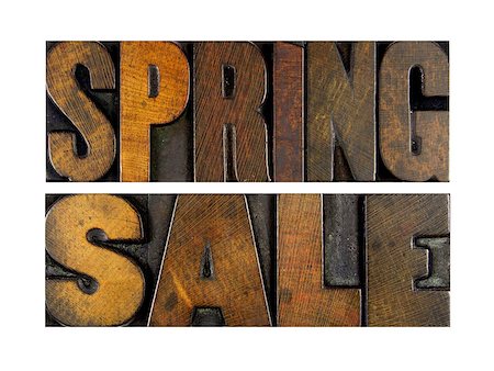 simsearch:400-08290801,k - The words SPRING SALE written in vintage letterpress type Stock Photo - Budget Royalty-Free & Subscription, Code: 400-07423455