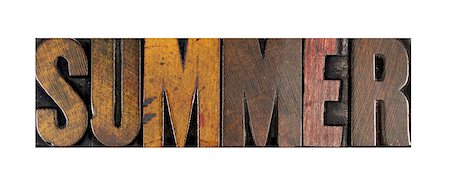 simsearch:400-07423443,k - The word SUMMER written in vintage letterpress type Fotografie stock - Microstock e Abbonamento, Codice: 400-07423458