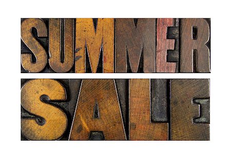simsearch:400-08290801,k - The words SUMMER SALE written in vintage letterpress type Stock Photo - Budget Royalty-Free & Subscription, Code: 400-07423459
