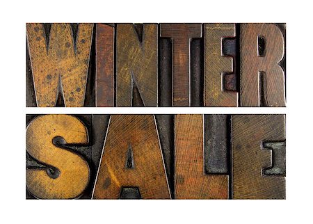 simsearch:400-08290801,k - The words WINTER SALE written in vintage letterpress type Stock Photo - Budget Royalty-Free & Subscription, Code: 400-07423472