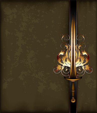 ornate frame with sword, this illustration may be useful as designer work Fotografie stock - Microstock e Abbonamento, Codice: 400-07423484