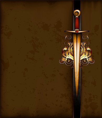 ornate frame with sword, this illustration may be useful as designer work Fotografie stock - Microstock e Abbonamento, Codice: 400-07423485