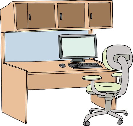 Empty cubicle with chair, computer and mouse on white Foto de stock - Super Valor sin royalties y Suscripción, Código: 400-07423848