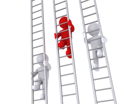 simsearch:400-05920330,k - 3d people are climbing three ladders as a competition Stock Photo - Budget Royalty-Free & Subscription, Code: 400-07430062