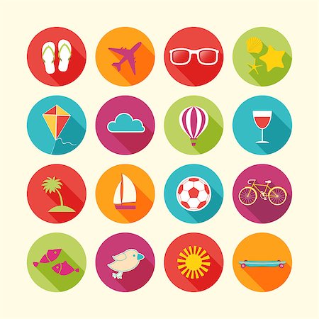 sea postcards vector - Set of Summer objects. Vector illustration. Stock Photo - Budget Royalty-Free & Subscription, Code: 400-07430085