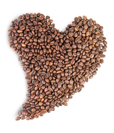 simsearch:400-04094520,k - Heart Shaped Roasted Coffee Beans Isolated On White Background Fotografie stock - Microstock e Abbonamento, Codice: 400-07430158