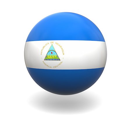 National flag of Nicaragua on sphere isolated on white background Stock Photo - Budget Royalty-Free & Subscription, Code: 400-07430463