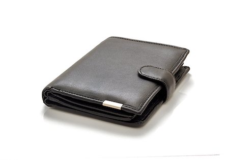 empty wallet - Photo beautiful black leather men purse on a white background. Stock Photo - Budget Royalty-Free & Subscription, Code: 400-07430500