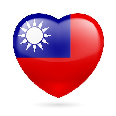 simsearch:400-07430535,k - Heart with Taiwanese flag colors. I love Taiwan Photographie de stock - Aubaine LD & Abonnement, Code: 400-07430514