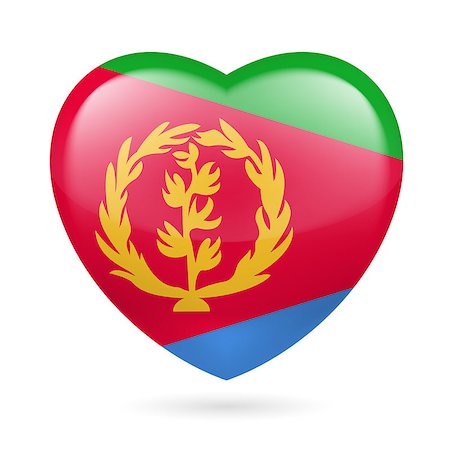 simsearch:400-07430535,k - Heart with Eritrean flag colors. I love Eritrea Fotografie stock - Microstock e Abbonamento, Codice: 400-07430523