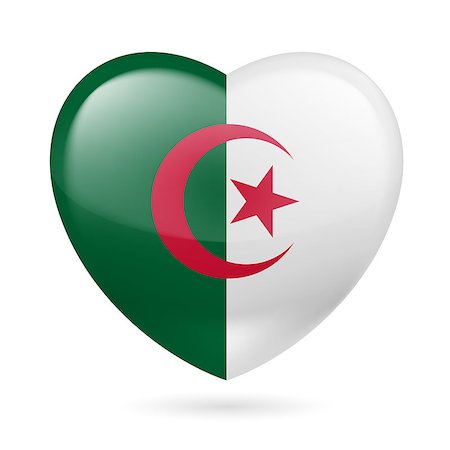 simsearch:400-07430535,k - Heart with  Algerian flag colors. I love  Algeria Fotografie stock - Microstock e Abbonamento, Codice: 400-07430534