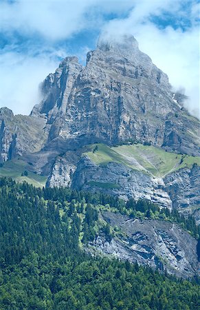 simsearch:400-09081436,k - Mont Blanc mountain massif summer view from lake Passy  (Chamonix, France). Foto de stock - Super Valor sin royalties y Suscripción, Código: 400-07430624