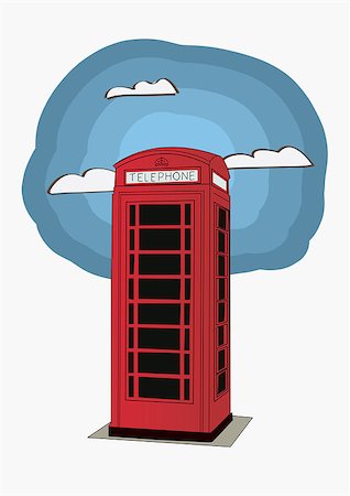 red call box - Red telephone box - London UK. vector illustration for newspaper or magazine Stock Photo - Budget Royalty-Free & Subscription, Code: 400-07430852