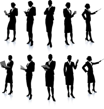 showing phones group - Businesswoman Silhouette Collection Original Vector Illustration People Silhouette Sets Stock Photo - Budget Royalty-Free & Subscription, Code: 400-07444813