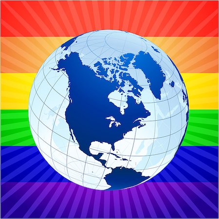 simsearch:400-07444842,k - Globe with rainbow background for gay rights Original Vector Illustration Globes and Maps Ideal for Business Concepts Foto de stock - Super Valor sin royalties y Suscripción, Código: 400-07444842