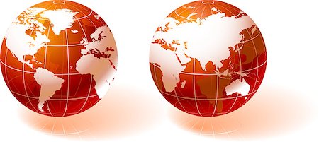 simsearch:400-07444842,k - Red Globes Original Vector Illustration Globes and Maps Ideal for Business Concepts Foto de stock - Super Valor sin royalties y Suscripción, Código: 400-07444854