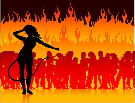 fire tail illustration - Original Vector Illustration: Party in hell with she devil AI8 compatible Photographie de stock - Aubaine LD & Abonnement, Code: 400-07444918