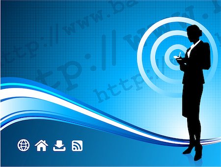 radiowelle - Origianl Vector Illustration: Wireless internet background with modern businesswoman File is AI8 compatible Stockbilder - Microstock & Abonnement, Bildnummer: 400-07444963