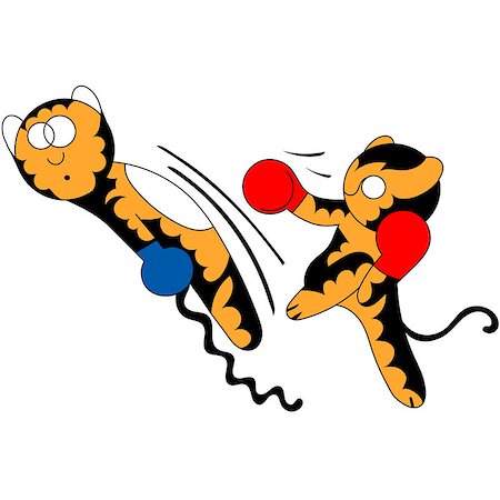 simsearch:400-04369150,k - Vector cartoon tiger cub cute young martial arts, the kick in the fight Foto de stock - Super Valor sin royalties y Suscripción, Código: 400-07445118