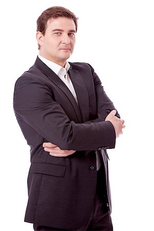 simsearch:400-06848828,k - adult smiling business man with black suit isolated on white background Stock Photo - Budget Royalty-Free & Subscription, Code: 400-07445309