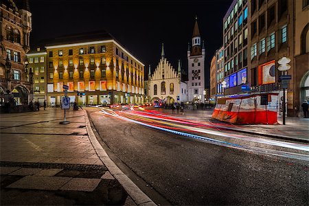 rathaus - Old Town Hall and Marienplatz in the Night, Munich, Bavaria, Germany Photographie de stock - Aubaine LD & Abonnement, Code: 400-07445500