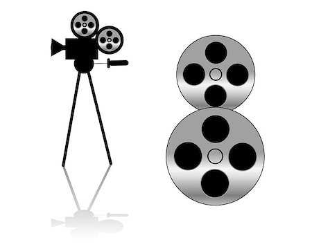 movie camera and film strip on white background Photographie de stock - Aubaine LD & Abonnement, Code: 400-07445577